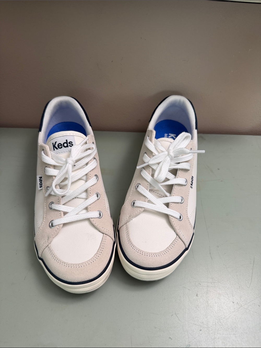 Keds Blissarch White & Beige Low-Top Canvas Sneakers 7.5